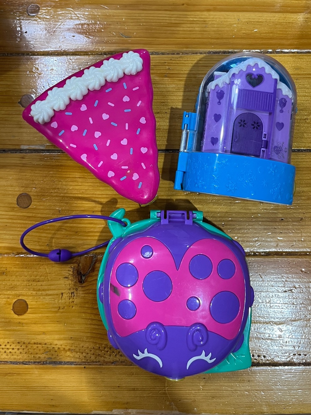 Polly Pocket bundle of 3, missing parts, as is.